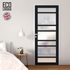 Handmade Eco-Urban Metropolitan 7 Pane Solid Wood Internal Door UK Made DD6405SG Frosted Glass - Eco-Urban® Shadow Black Premium Primed