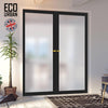 Eco-Urban Baltimore 1 Pane Solid Wood Internal Door Pair UK Made DD6301SG - Frosted Glass - Eco-Urban® Shadow Black Premium Primed