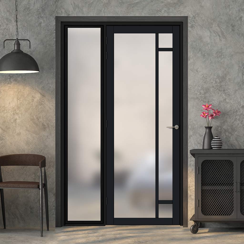 Bespoke Room Divider - Eco-Urban® Suburban Door DD6411F - Frosted Glass with Full Glass Side - Premium Primed - Colour & Size Options