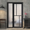 Bespoke Room Divider - Eco-Urban® Hampton Door DD6413F - Frosted Glass with Full Glass Side - Premium Primed - Colour & Size Options