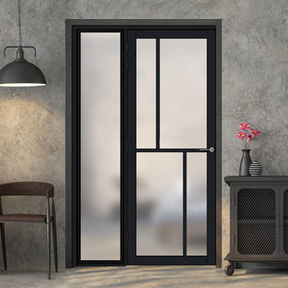Image: Room Divider - Handmade Eco-Urban® Hampton Door DD6413F - Frosted Glass - Premium Primed - Colour & Size Options