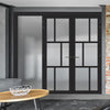 Bespoke Room Divider - Eco-Urban® Milan Door Pair DD6422F - Frosted Glass with Full Glass Side - Premium Primed - Colour & Size Options