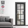Perth 8 Pane Solid Wood Internal Door UK Made DD6318G - Clear Glass - Eco-Urban® Shadow Black Premium Primed