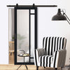 Top Mounted Black Sliding Track & Solid Wood Door - Eco-Urban® Suburban 4 Pane Solid Wood Door DD6411SG Frosted Glass - Shadow Black Premium Primed