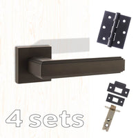 Four Pack Forme Alila Designer Lever on Minimal Square Rose - Matt Black