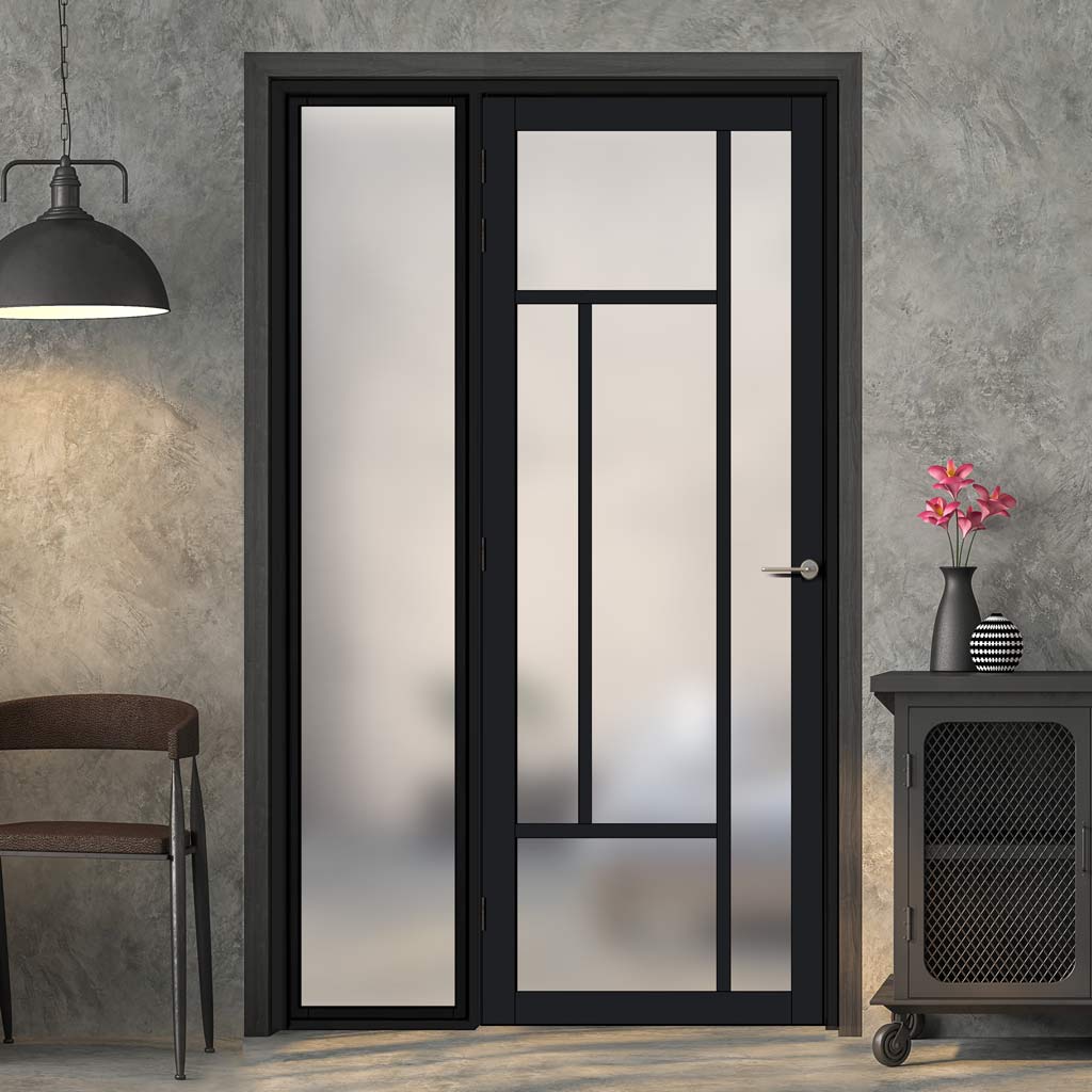 Bespoke Room Divider - Eco-Urban® Morningside Door DD6437F - Frosted Glass with Full Glass Side - Premium Primed - Colour & Size Options