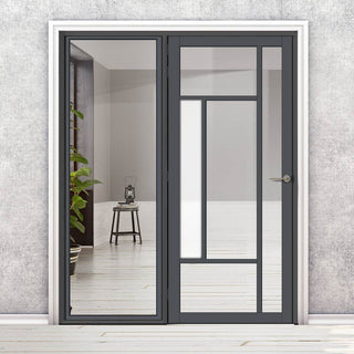 Image: Room Divider - Handmade Eco-Urban® Portobello Door DD6438CF Clear Glass (1 FROSTED PANE) - Premium Primed - Colour & Size Options
