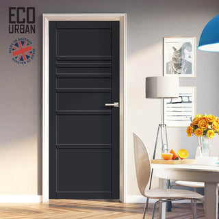 Image: Oslo 7 Panel Solid Wood Internal Door UK Made DD6400 - Eco-Urban® Shadow Black Premium Primed