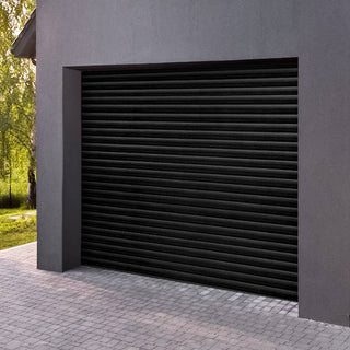 Image: Gliderol Electric Insulated Roller Garage Door from 1900 to 1994mm Wide - Laminated Woodgrain Black