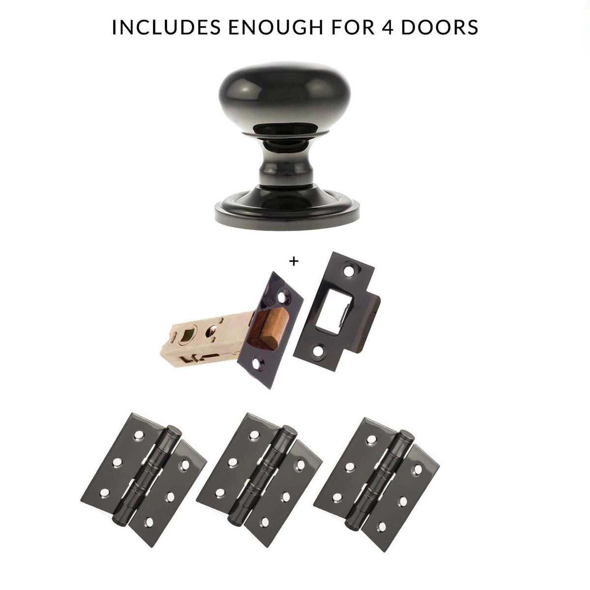Harrogate Mushroom Old English Mortice Knob - Black Nickel Handle Pack
