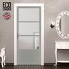 Staten 3 Pane 1 Panel Solid Wood Internal Door UK Made DD6310G - Clear Glass - Eco-Urban® Mist Grey Premium Primed