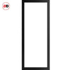 Eco-Urban Baltimore 1 Pane Solid Wood Internal Door Pair UK Made DD6301SG - Frosted Glass - Eco-Urban® Shadow Black Premium Primed