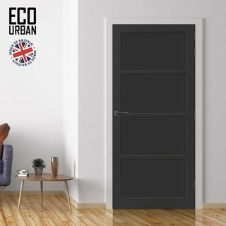 Image: Brooklyn 4 Panel Solid Wood Internal Door UK Made DD6307 - Eco-Urban® Shadow Black Premium Primed