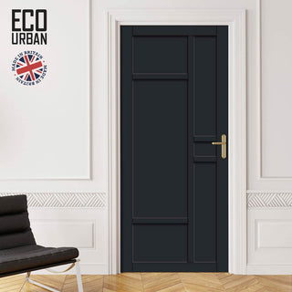 Image: Isla 6 Panel Solid Wood Internal Door UK Made DD6429 - Eco-Urban® Shadow Black Premium Primed