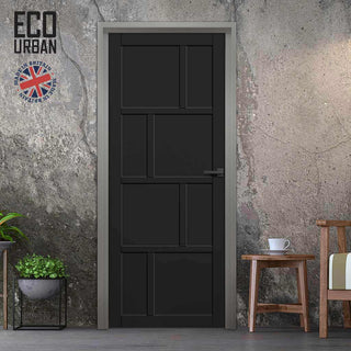 Image: Kochi 8 Panel Solid Wood Internal Door UK Made DD6415 - Eco-Urban® Shadow Black Premium Primed