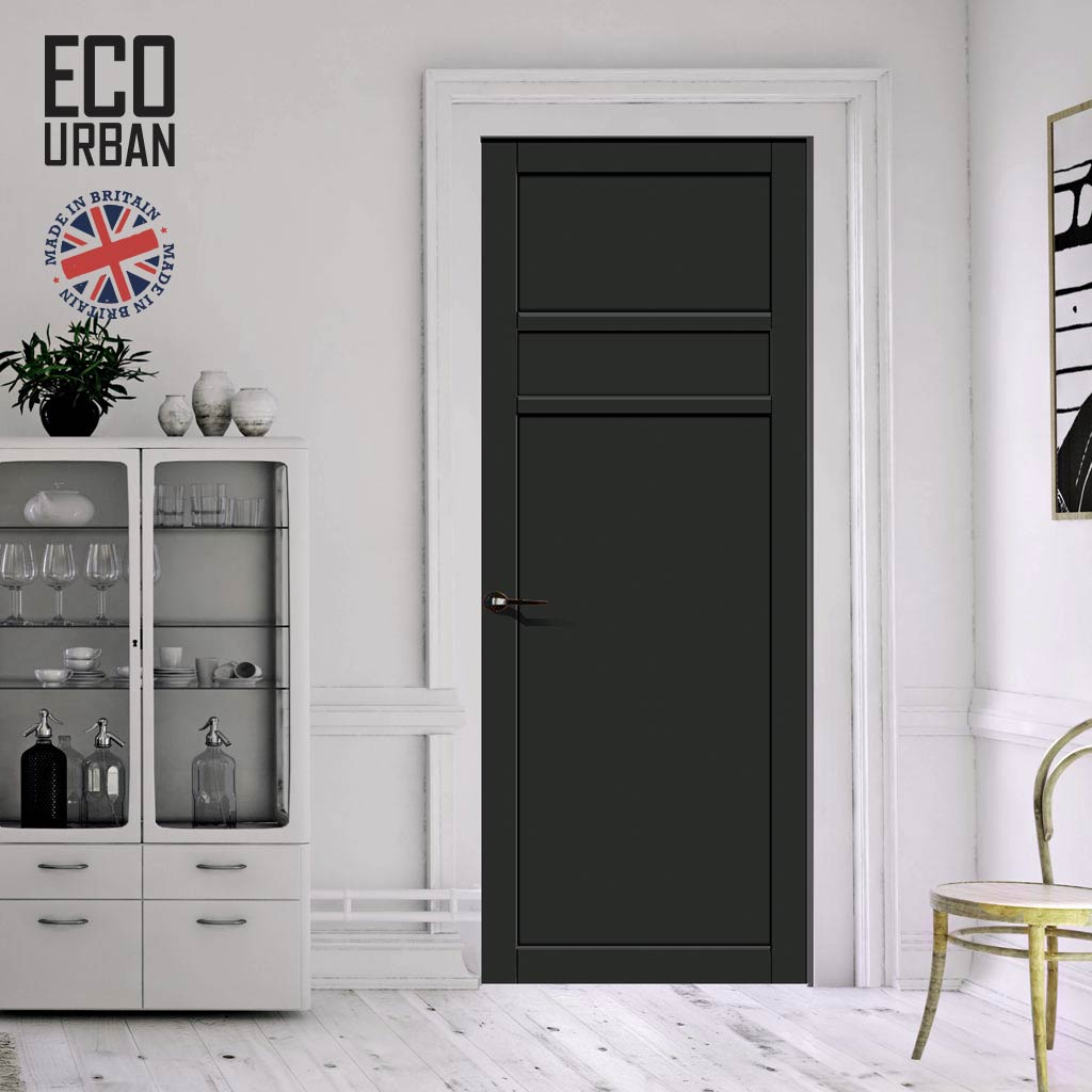 Orkney 3 Panel Solid Wood Internal Door UK Made DD6403 - Eco-Urban® Shadow Black Premium Primed