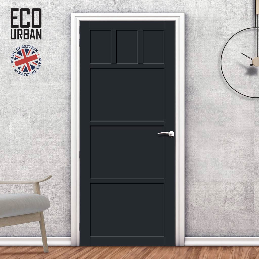 Lagos 6 Panel Solid Wood Internal Door UK Made DD6427 - Eco-Urban® Shadow Black Premium Primed