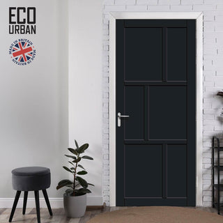 Image: Milan 6 Panel Solid Wood Internal Door UK Made DD6422 - Eco-Urban® Shadow Black Premium Primed