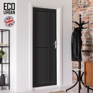 Image: Marfa 4 Panel Solid Wood Internal Door UK Made DD6313 - Eco-Urban® Shadow Black Premium Primed