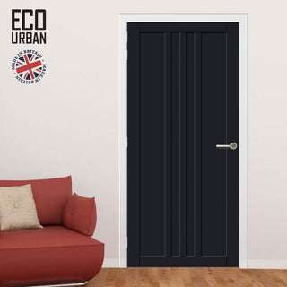 Image: Skye 4 Panel Solid Wood Internal Door UK Made DD6435 - Eco-Urban® Shadow Black Premium Primed