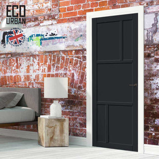 Image: Aran 5 Panel Solid Wood Internal Door UK Made DD6432 - Eco-Urban® Shadow Black Premium Primed