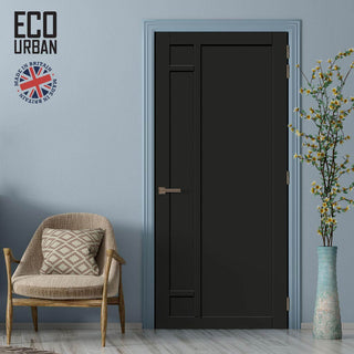 Image: Suburban 4 Panel Solid Wood Internal Door UK Made DD6411 - Eco-Urban® Shadow Black Premium Primed
