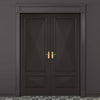 Knightsbridge 2 Panel Black Primed Fire Door Pair - Raised Mouldings - 1/2 Hour Fire Rated