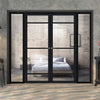 Bespoke Room Divider - Eco-Urban® Malvan Door Pair DD6414C - Clear Glass with Full Glass Sides - Premium Primed - Colour & Size Options