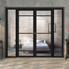 Bespoke Room Divider - Eco-Urban® Malvan Door Pair DD6414C - Clear Glass with Full Glass Sides - Premium Primed - Colour & Size Options