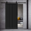 Top Mounted Black Sliding Track & Solid Wood Door - Eco-Urban® Cornwall 3 Panel Solid Wood Door DD6404 - Shadow Black Premium Primed