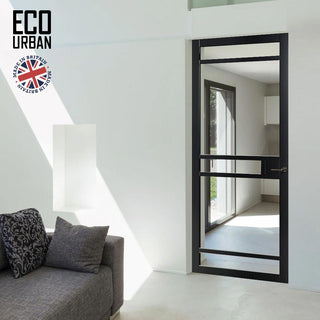 Image: Sheffield 5 Pane Solid Wood Internal Door UK Made DD6312G - Clear Glass - Eco-Urban® Shadow Black Premium Primed