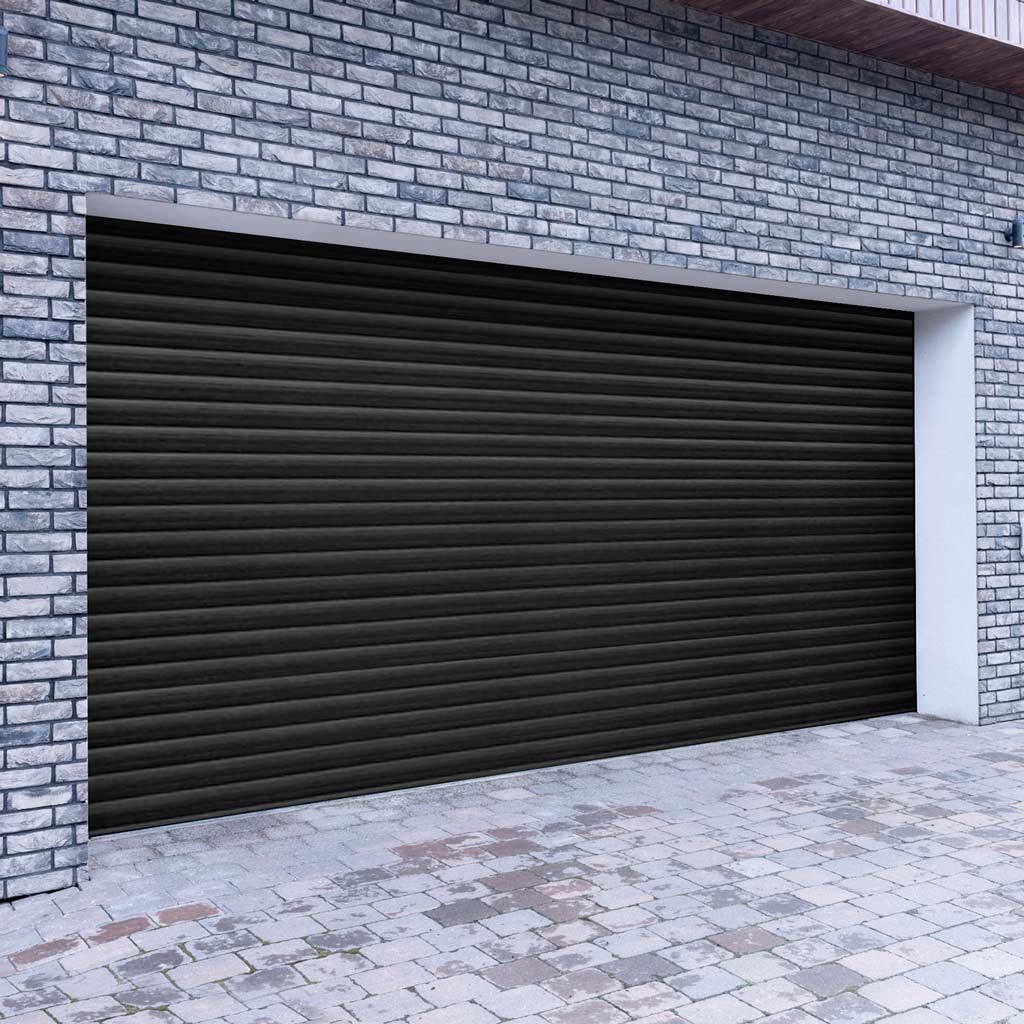 Gliderol Electric Insulated Roller Garage Door from 2911 to 3359mm Wide - Laminated Woodgrain Black