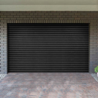 Image: Gliderol Electric Insulated Roller Garage Door from 2452 to 2910mm Wide - Laminated Woodgrain Black