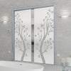 Blooming Tree  8mm Obscure Glass - Obscure Printed Design - Double Evokit Glass Pocket Door