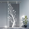 Single Glass Sliding Door - Solaris Tubular Stainless Steel Sliding Track & Blooming Tree 8mm Clear Glass - Obscure Printed Design