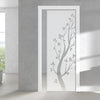 Blooming Tree  8mm Obscure Glass - Clear Printed Design - Single Evokit Glass Pocket Door