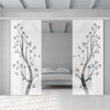 Double Glass Sliding Door - Blooming Tree 8mm Obscure Glass - Clear Printed Design with Elegant Track