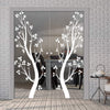 Blooming Tree  8mm Clear Glass - Obscure Printed Design - Double Evokit Glass Pocket Door