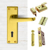 External M30 Victorian Suite Lever Stable Door Handle Pack - Brass Finish