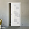 Geometric Bold 8mm Obscure Glass - Obscure Printed Design - Single Evokit Glass Pocket Door