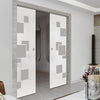 Geometric Bold 8mm Obscure Glass - Obscure Printed Design - Double Evokit Glass Pocket Door