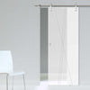 Single Glass Sliding Door - Solaris Tubular Stainless Steel Sliding Track & Borthwick 8mm Obscure Glass - Obscure Printed Design
