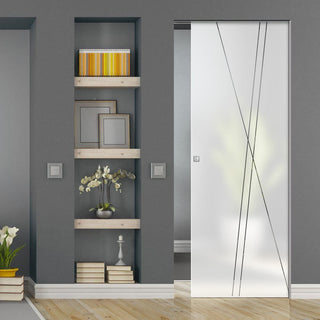 Image: Borthwick 8mm Obscure Glass - Clear Printed Design - Single Absolute Pocket Door