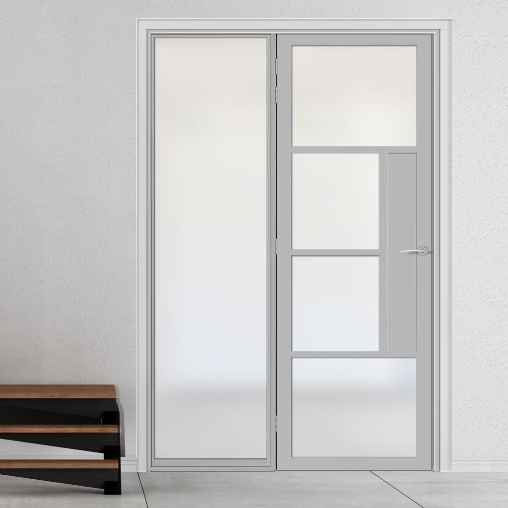 Bespoke Room Divider - Eco-Urban® Boston Door DD6311F - Frosted Glass with Full Glass Side - Premium Primed - Colour & Size Options