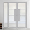 Bespoke Room Divider - Eco-Urban® Boston Door Pair DD6311F - Frosted Glass with Full Glass Side - Premium Primed - Colour & Size Options