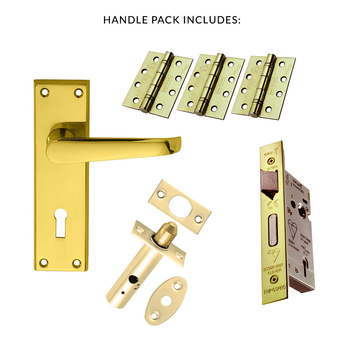 External M30 Victorian Suite Lever Back Door Handle Pack - Brass Finish