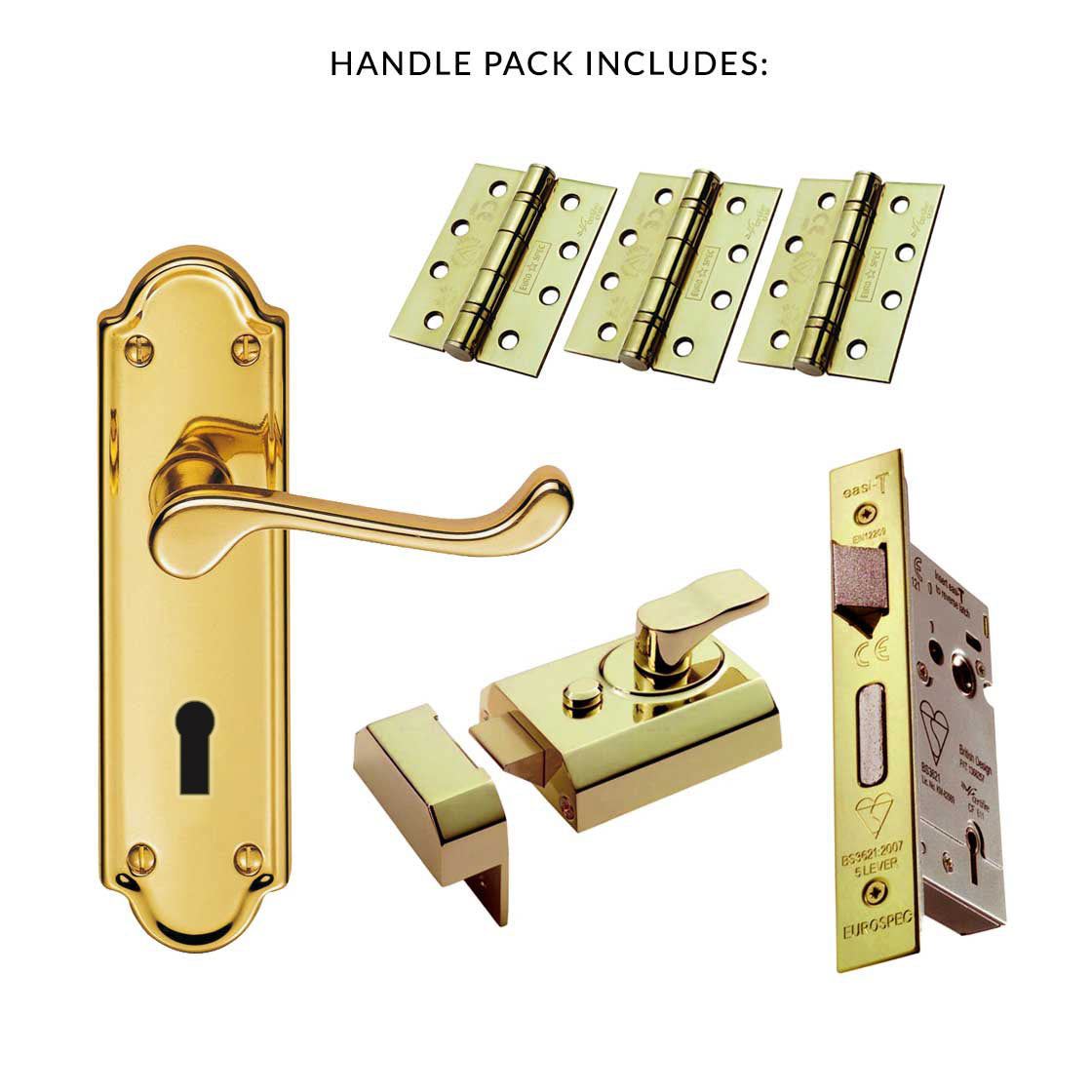 External DL17 Ashtead Suite Lever Front Door Handle Pack - Brass Finish