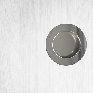 Image: One Pair of Anniston 50mm Sliding Door Round Flush Pulls - Polished Stainless Steel