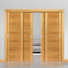 Four Sliding Doors and Frame Kit - Mistral Flush Oak Door - Decor Grooves - Prefinished