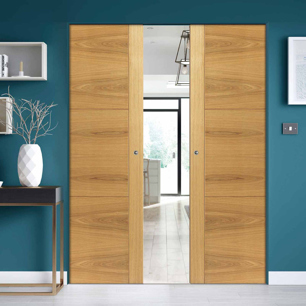 Mistral Oak Absolute Evokit Double Pocket Doors - Prefinished